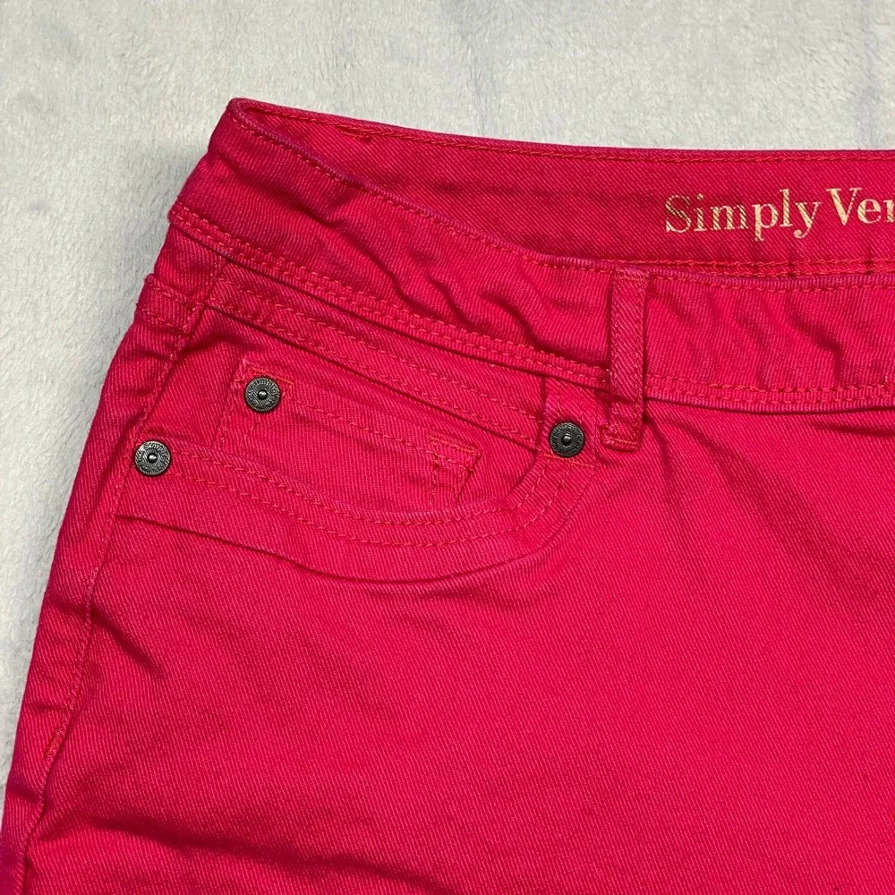 Simply Vera Vera Wang Pants Womens 16 Pink Skinny Ankle Mid Rise Stretch Slim